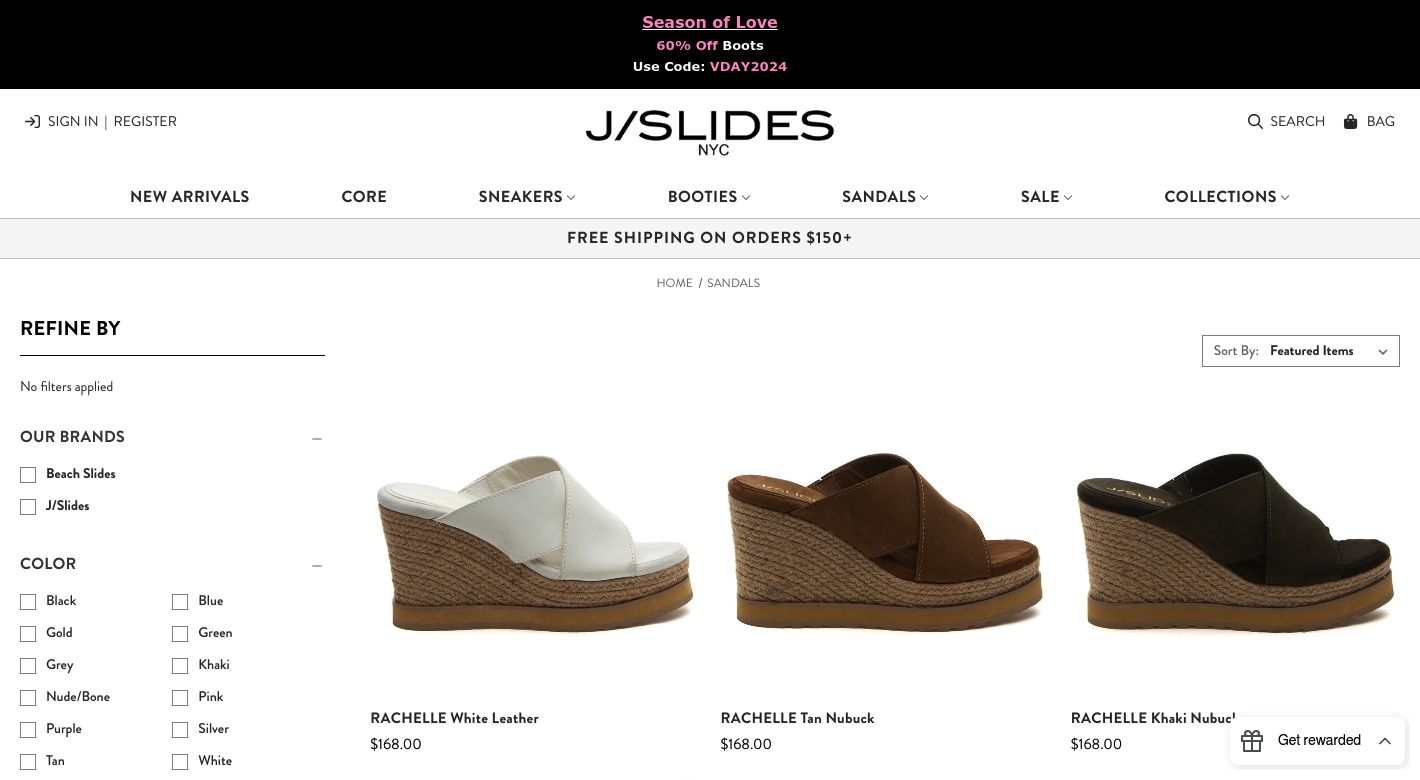 J/SLIDES Footwear Website