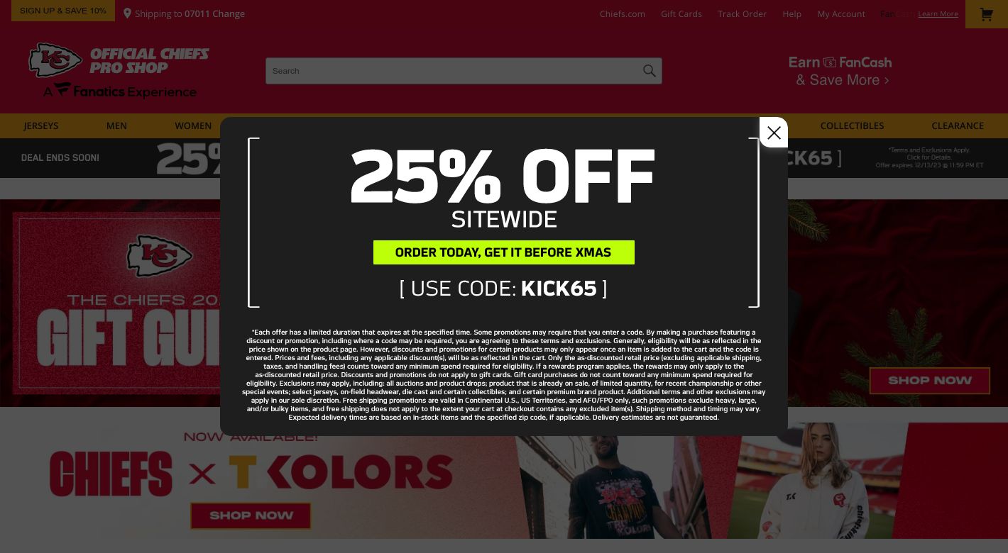 Kansas City Chiefs Pro Shop Website