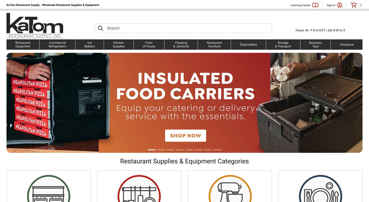 KaTom Restaurant Supply Website