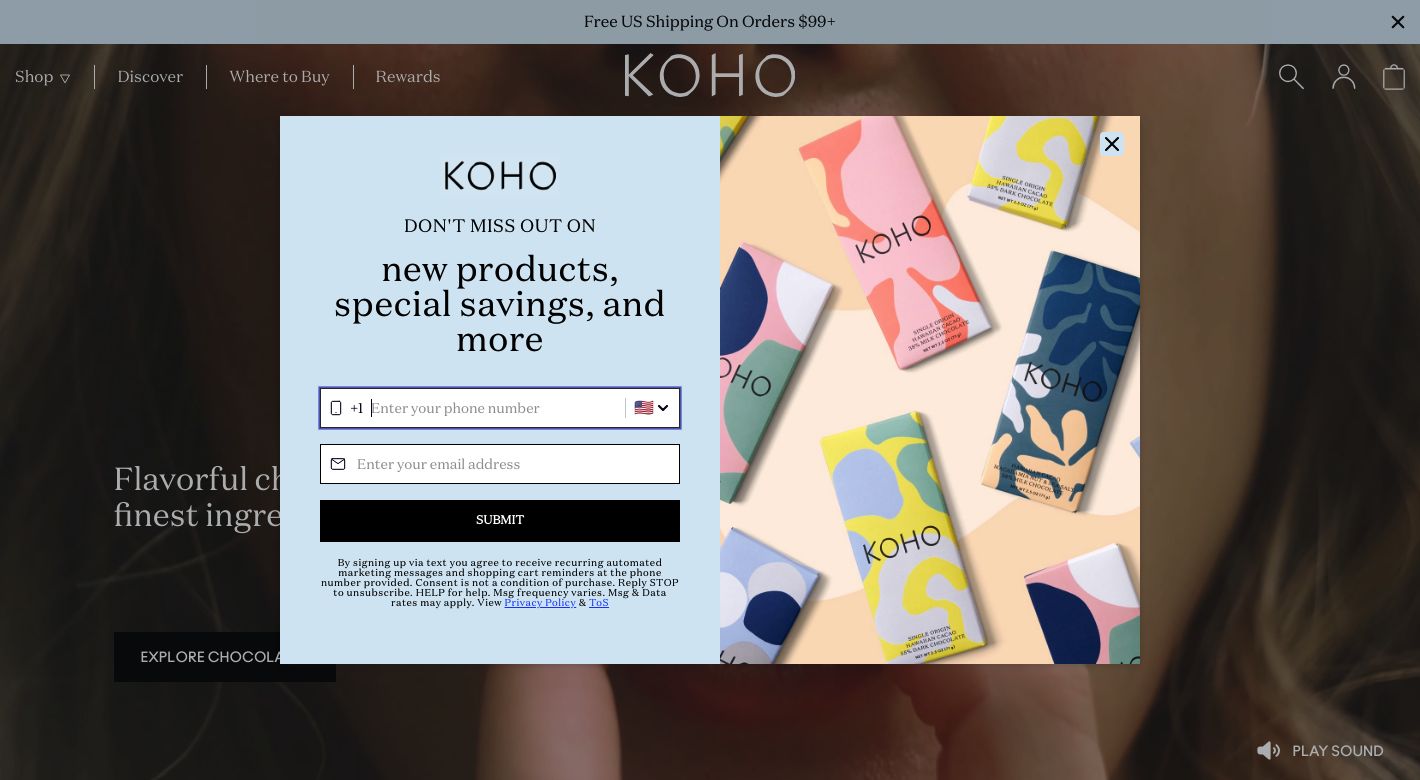 KOHO Chocolates Website