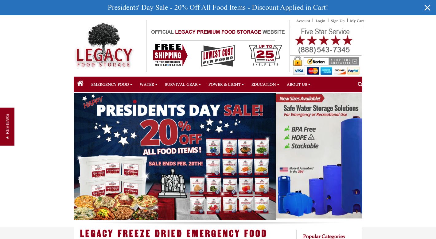 Legacy Food Storage Website