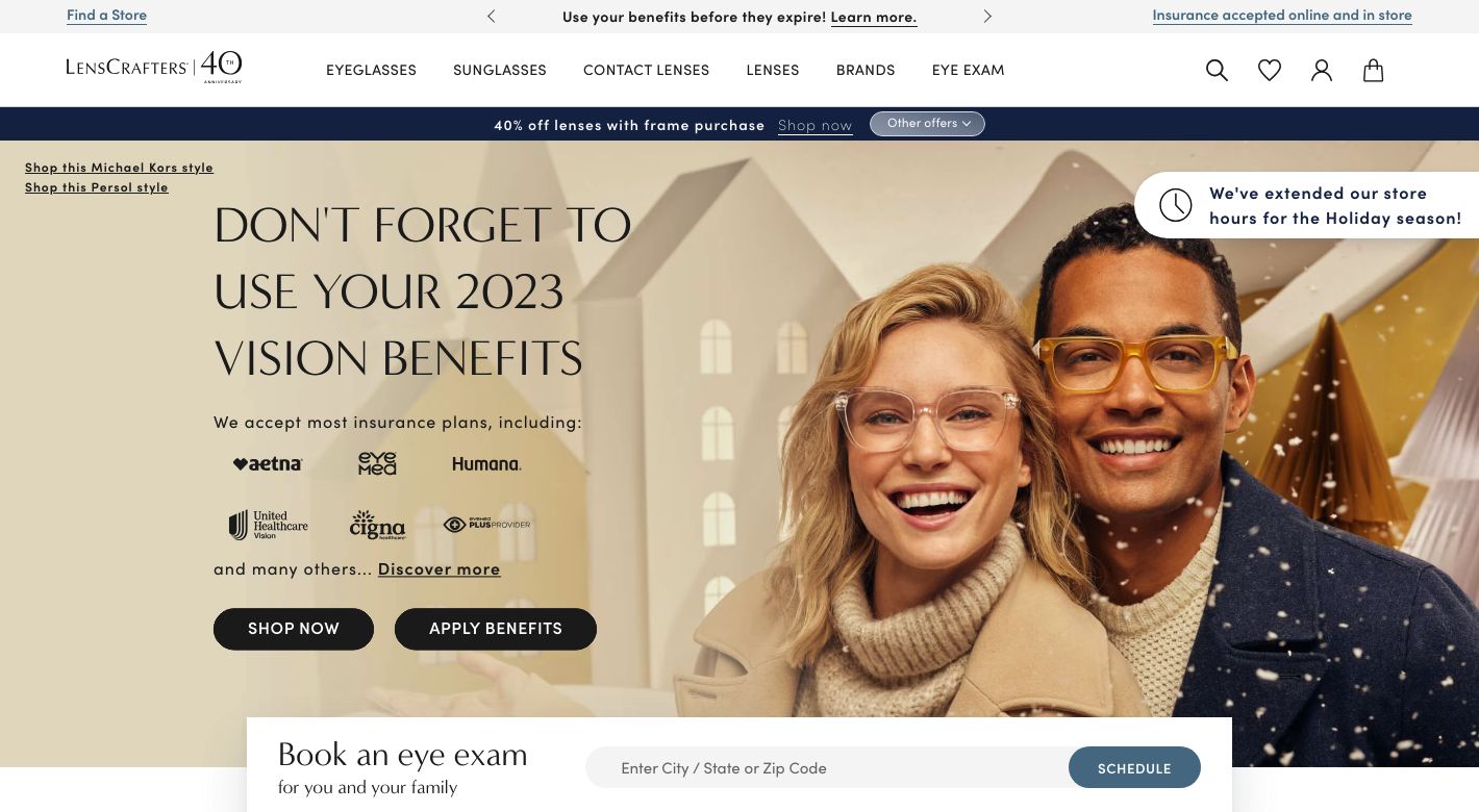 LensCrafters Website