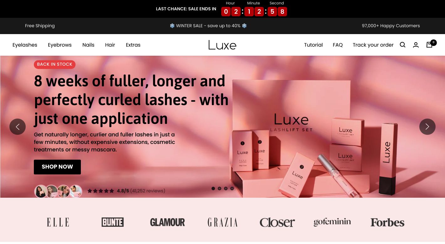 Luxe Cosmetics Website