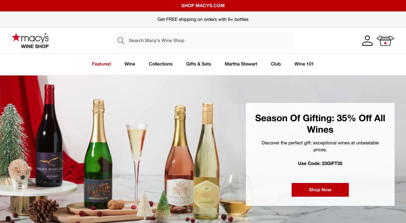 Macy's Wine Shop Website