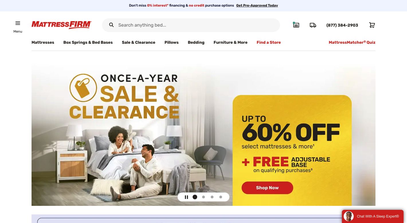 Mattress Firm Website