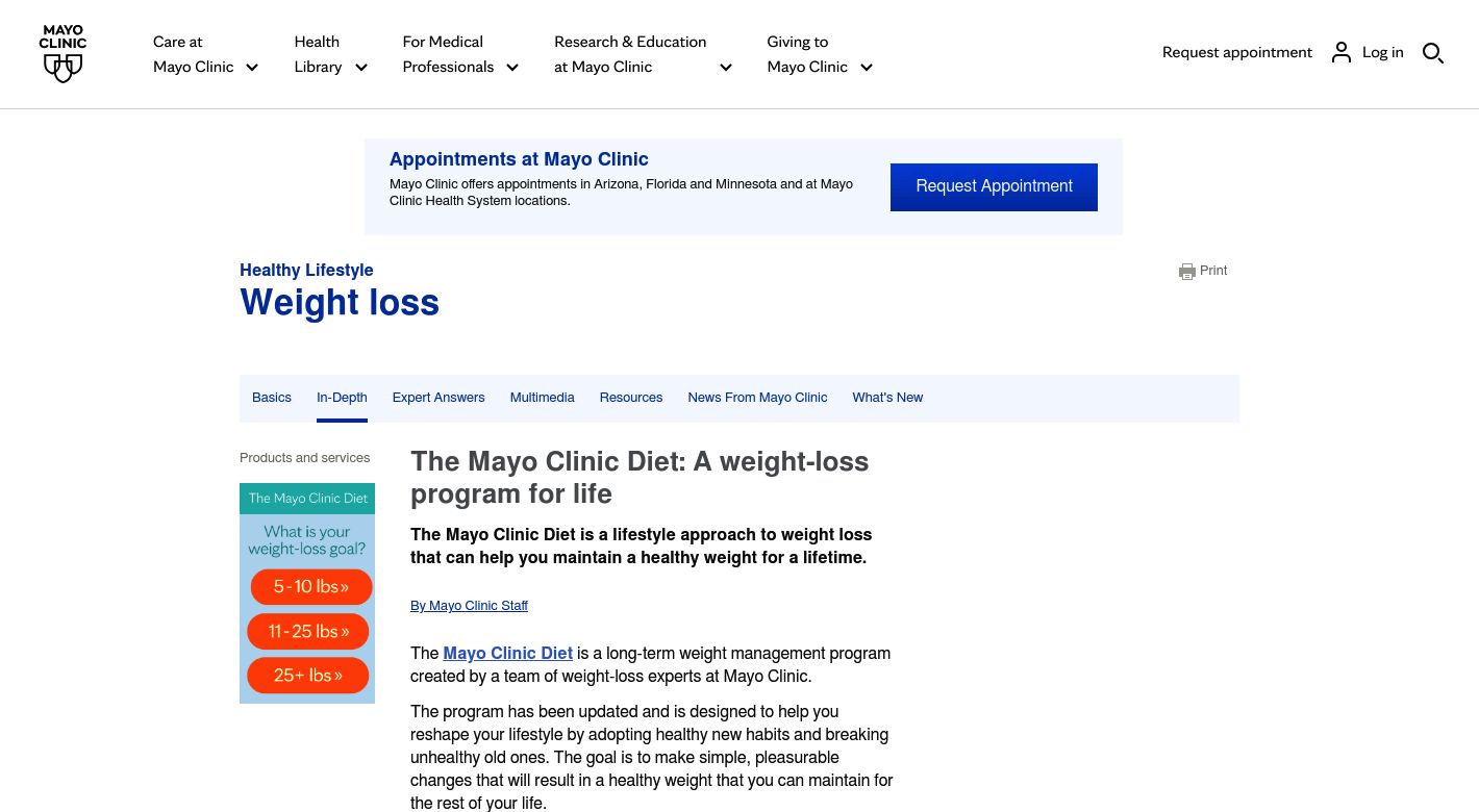 Mayo Clinic Diet Website