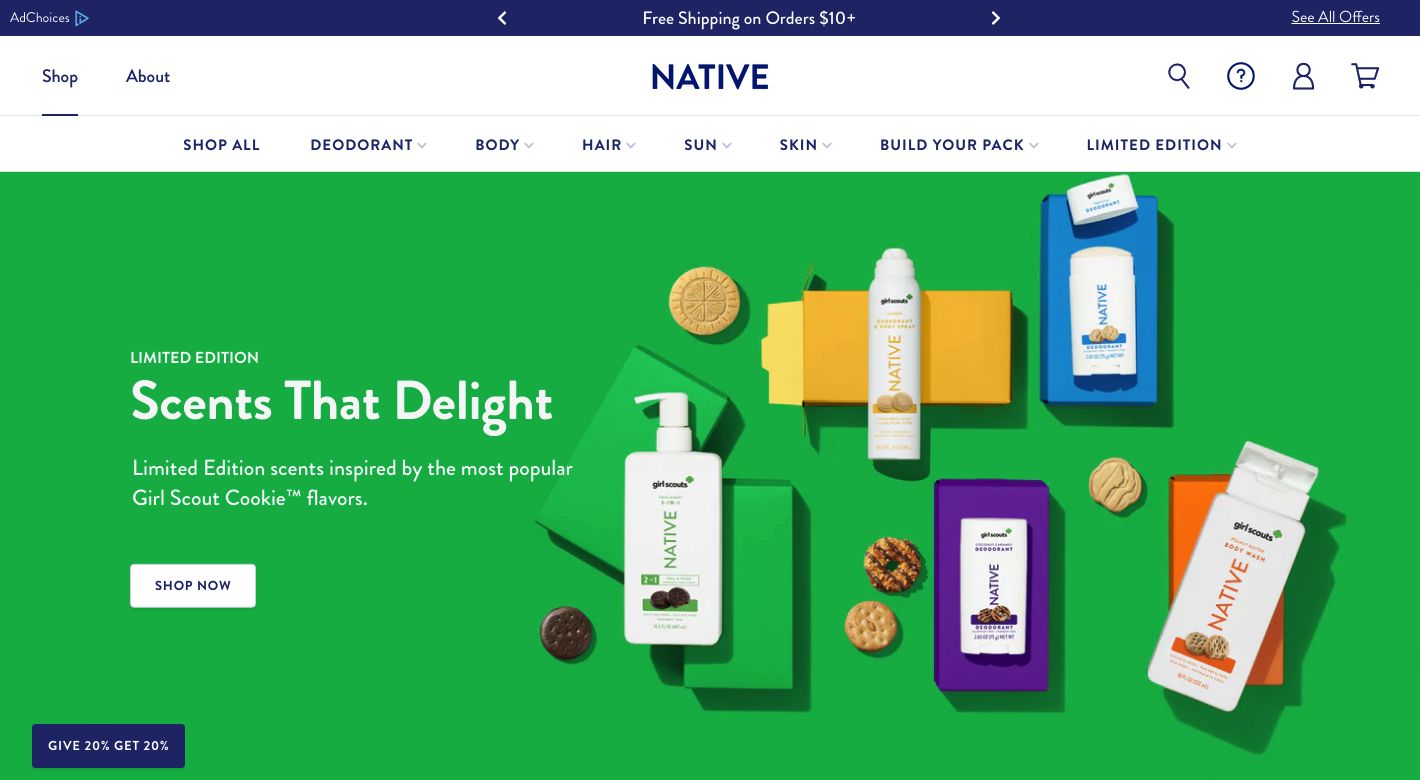 Native Deodorant Website