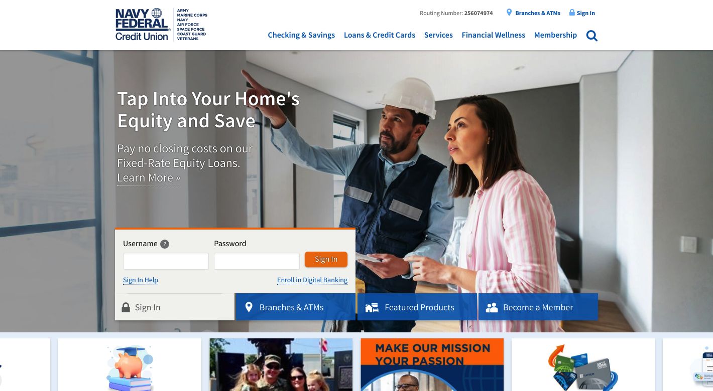 Navy Federal Credit Union Website