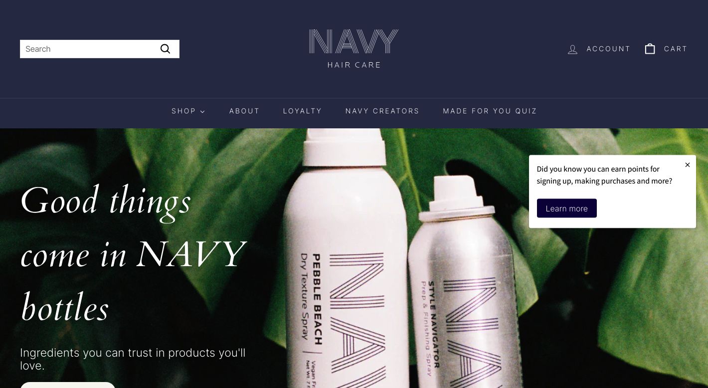 NAVY Hair Care Website