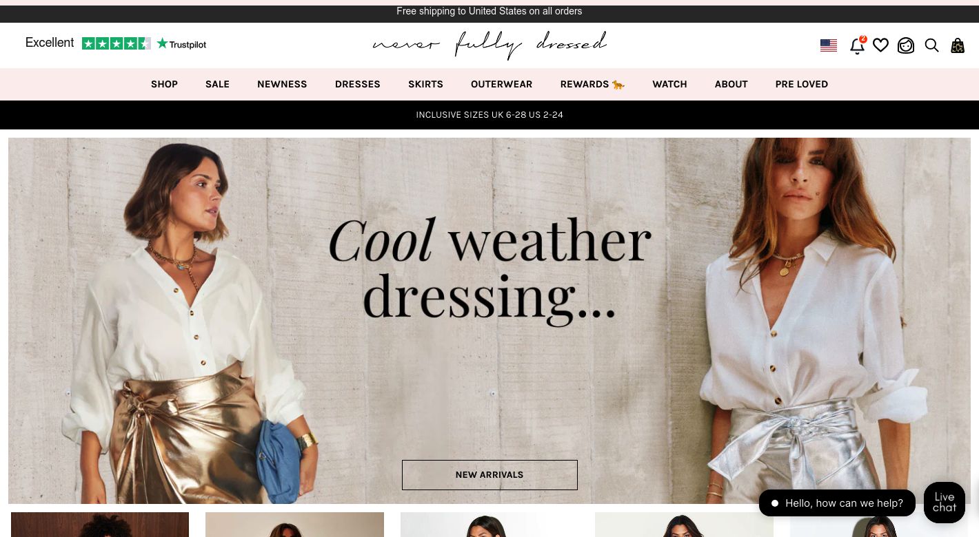 Never Fully Dressed Website