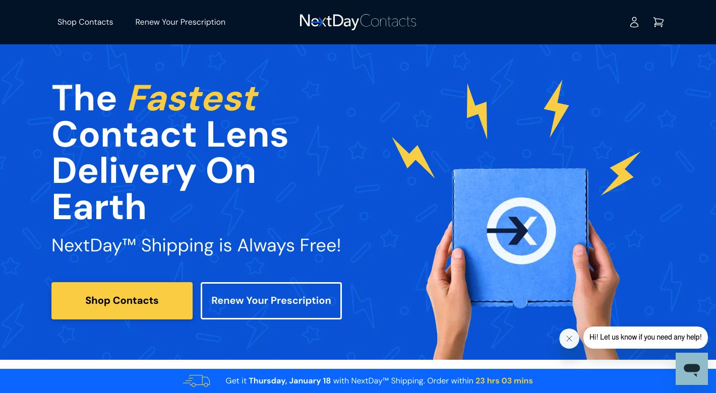 Next Day Contacts Website