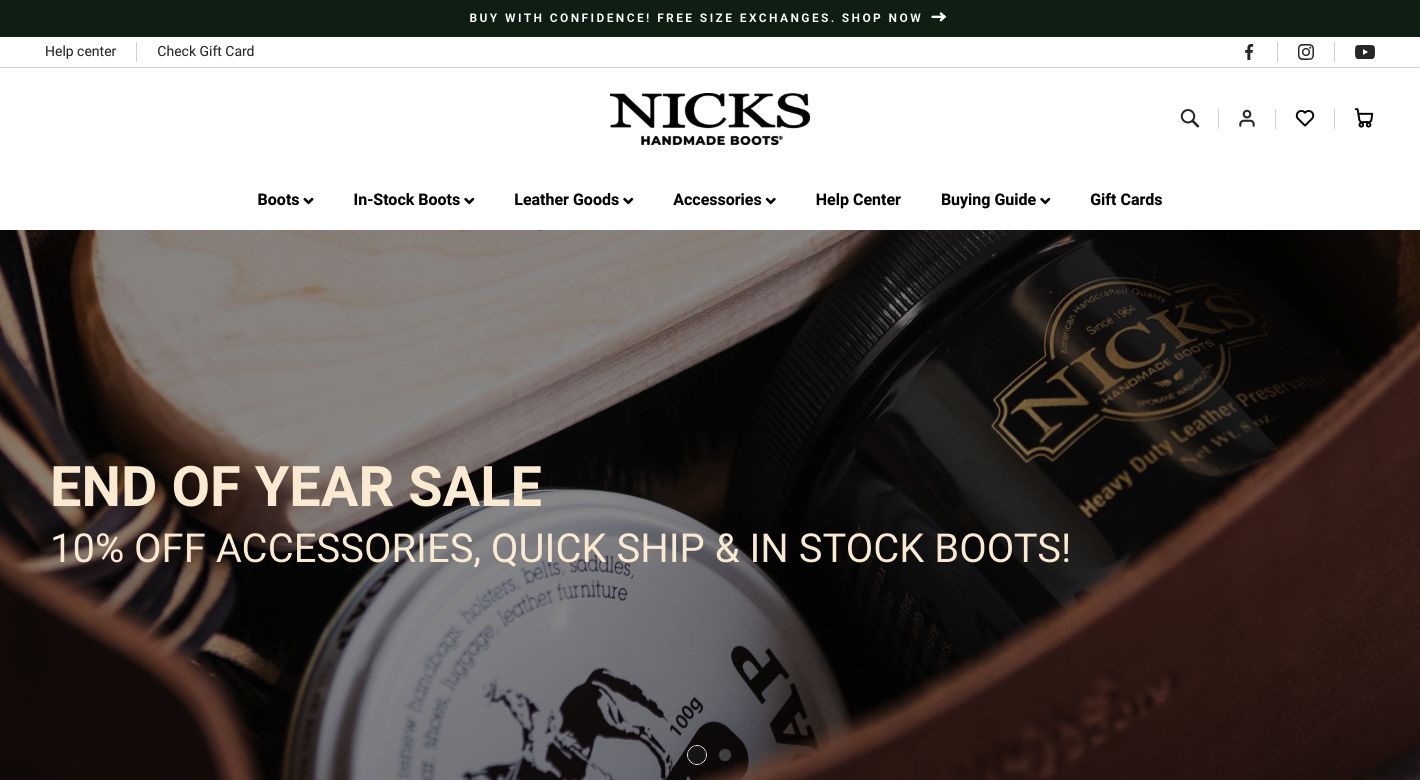 Nick's Handmade Boots Website