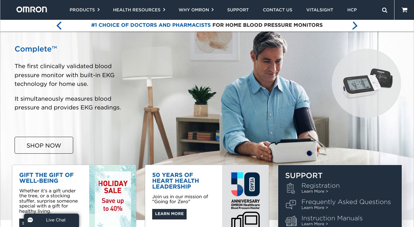 Omron Healthcare Website