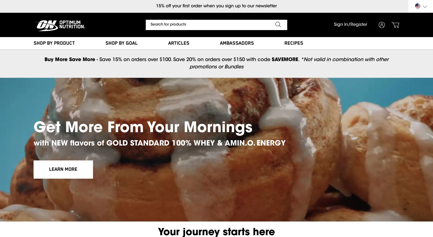 Optimum Nutrition Website