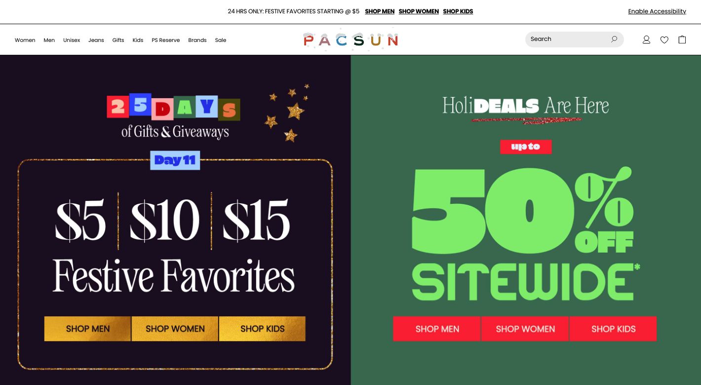 PacSun Website