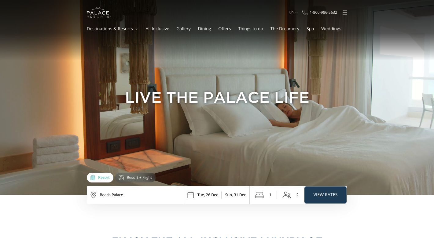 Palace Resorts Website