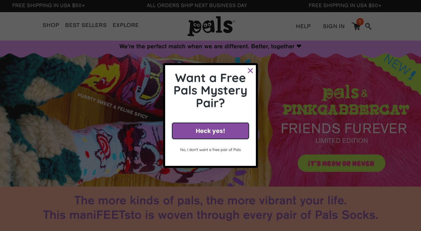 Pals Socks Website