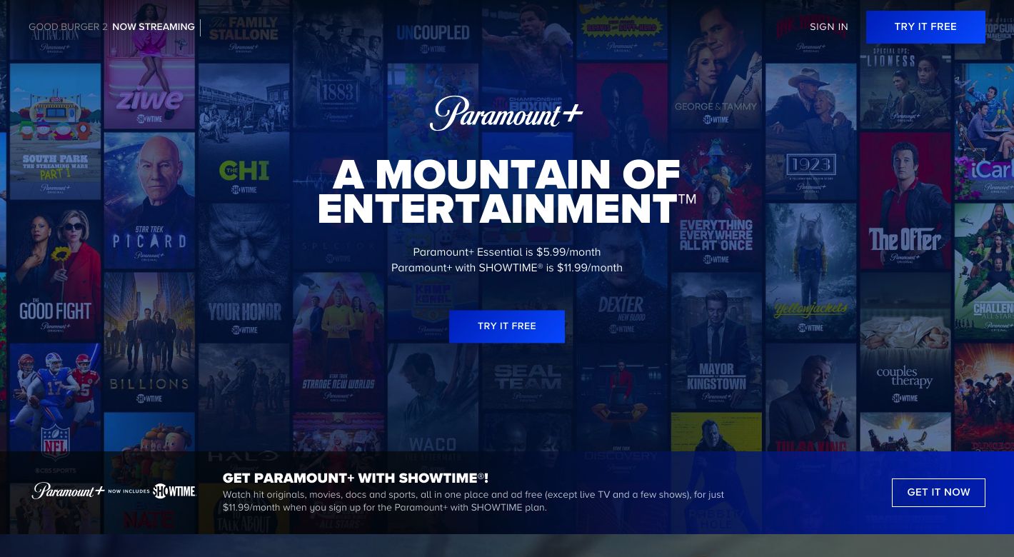 Paramount+ Website