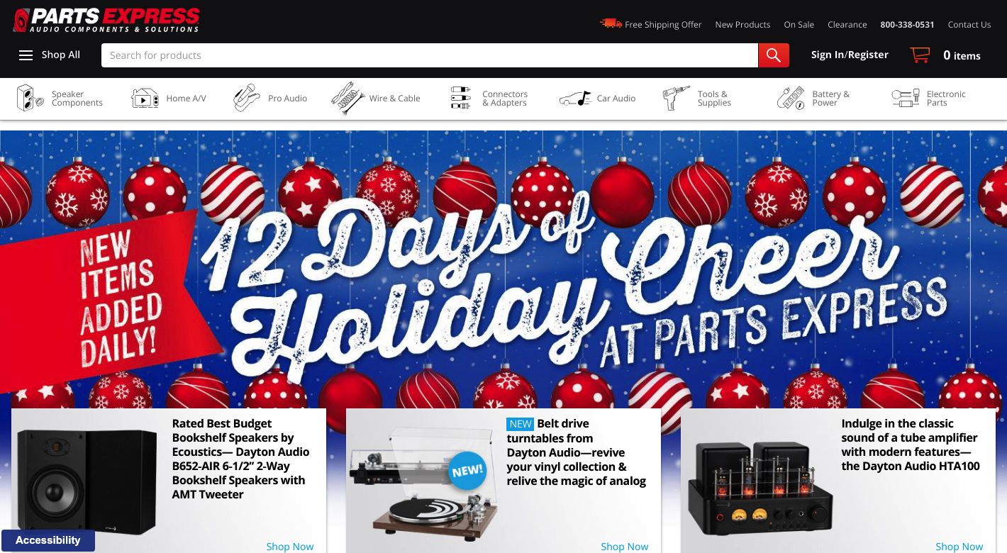 Parts Express Website