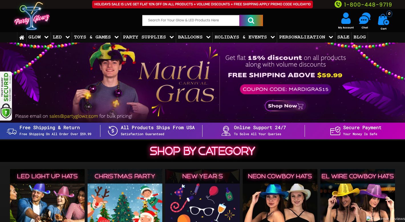 Party Glowz Website