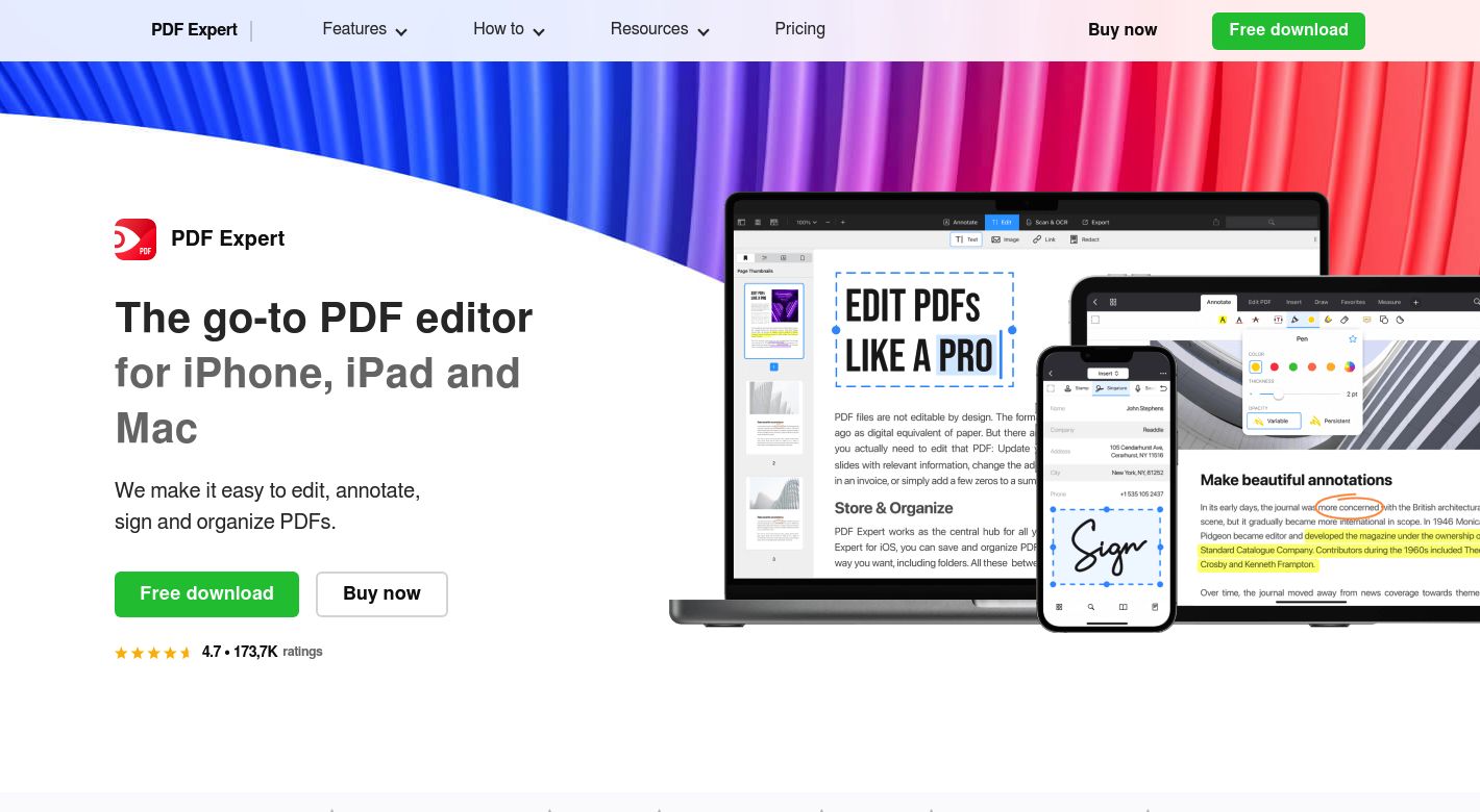 PDF Expert for Mac Website