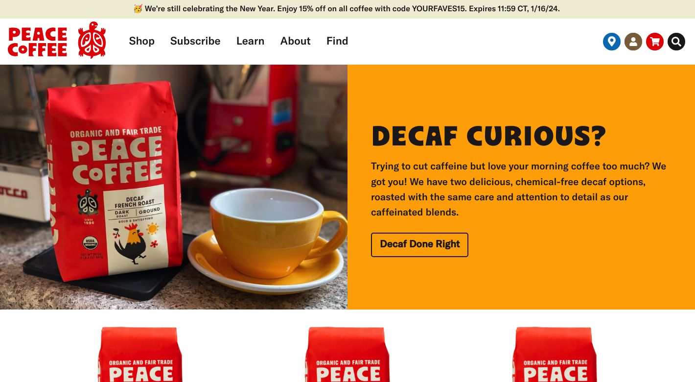 Peace Coffee Website
