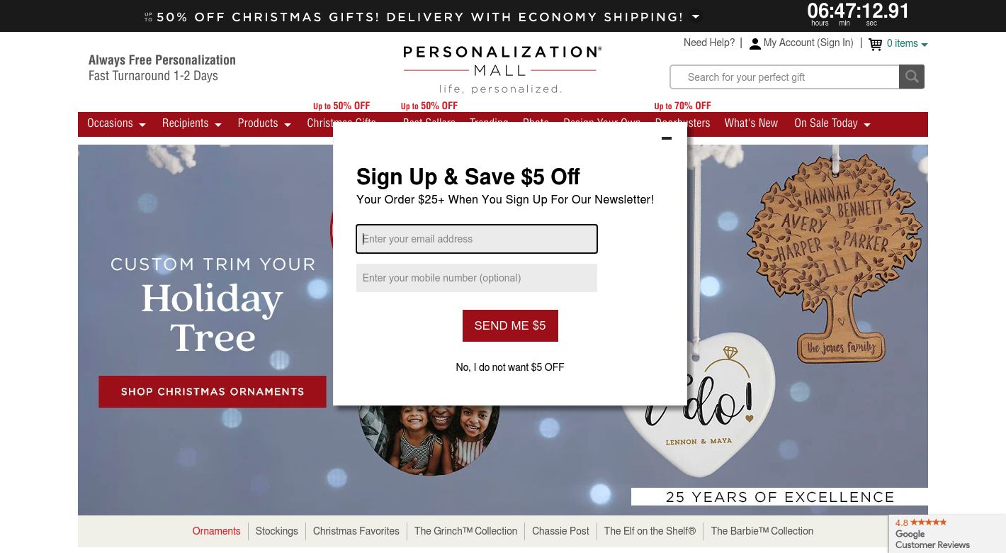 Personalization Mall Website