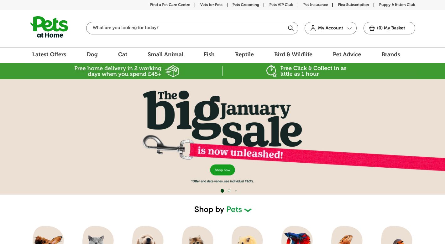 Pets at Home Website