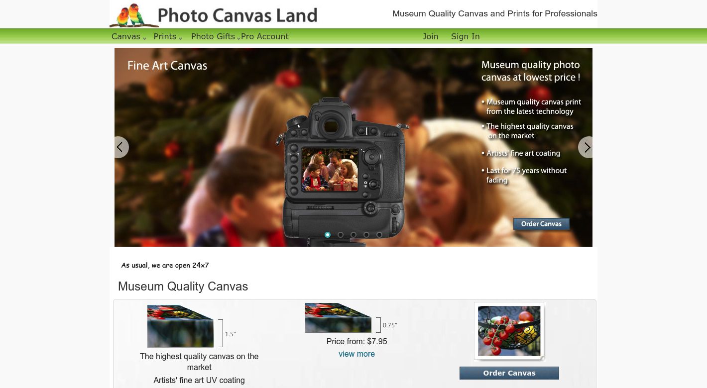 Photo Canvas Land Website