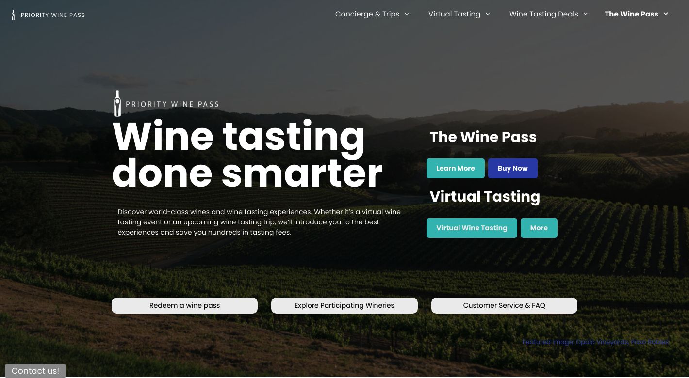 Priority Wine Pass Website