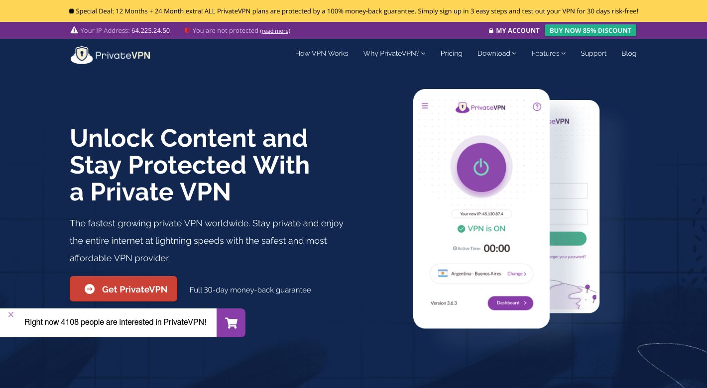 PrivateVPN Website