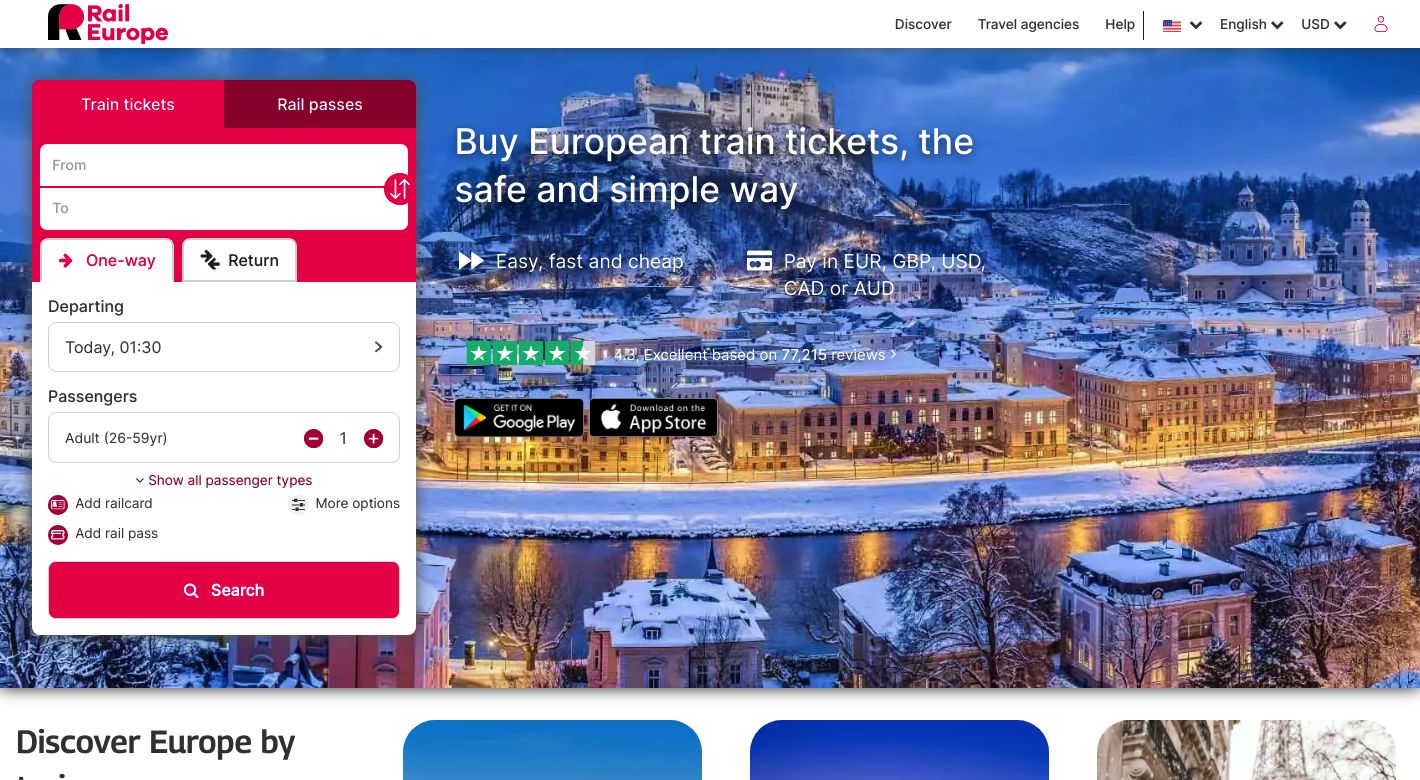 Rail Europe Website