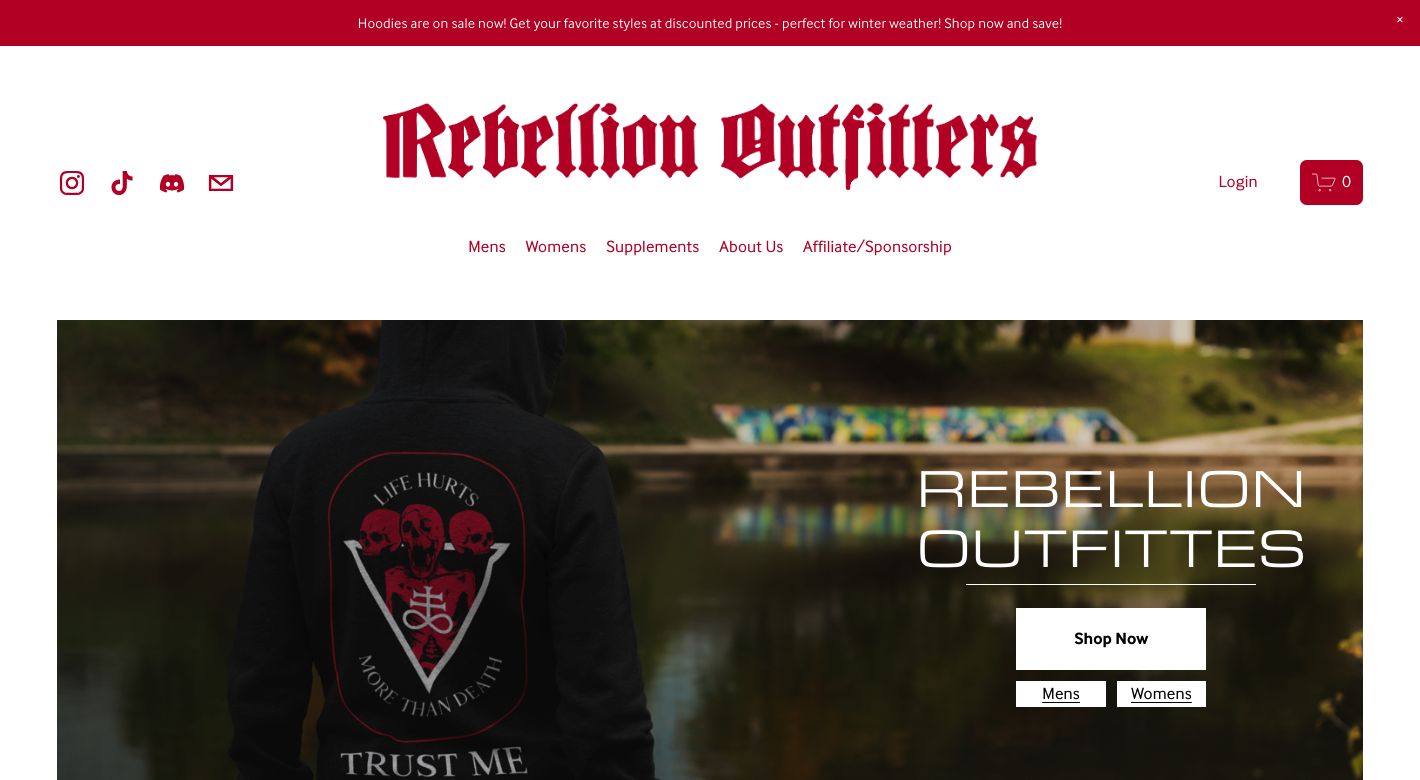 Rebellion Outfitters Website