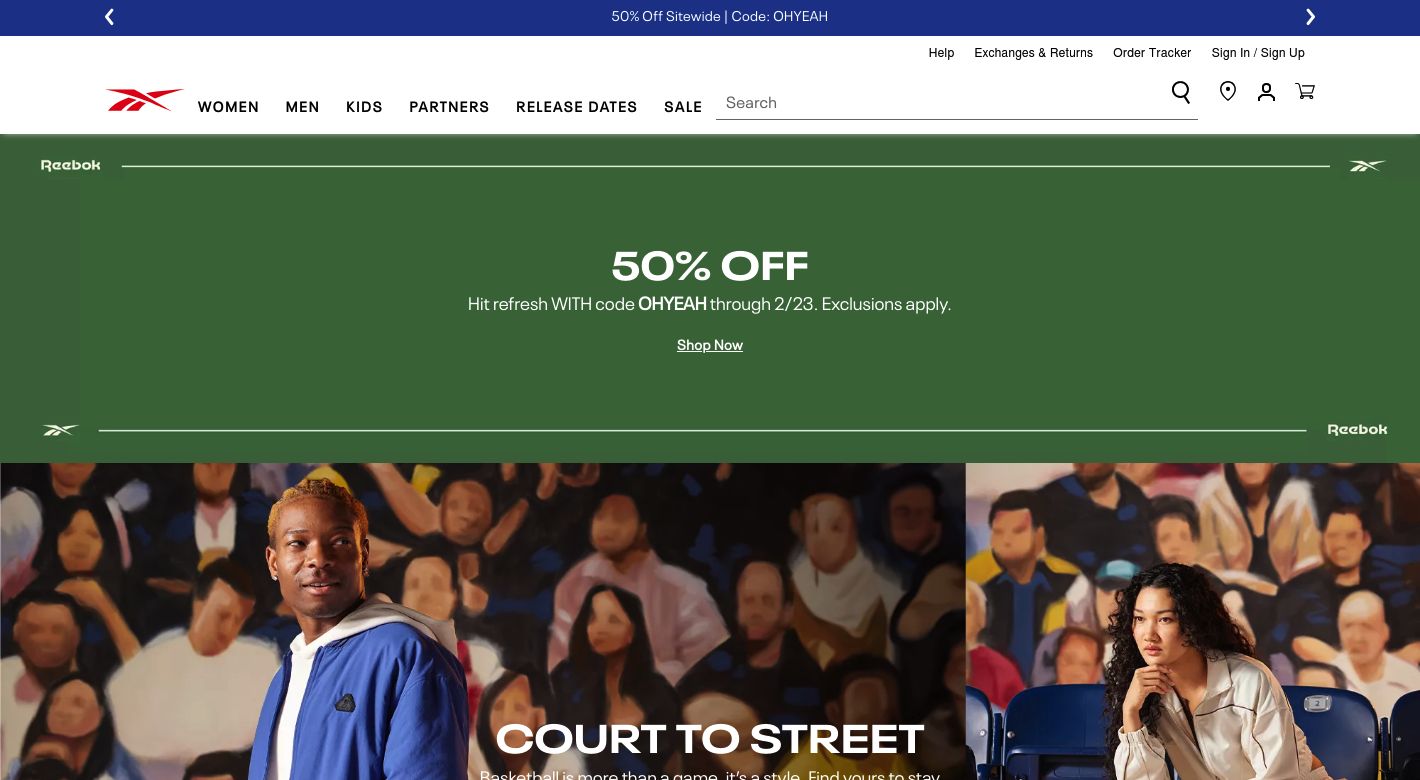 Reebok international LTD LLC Website