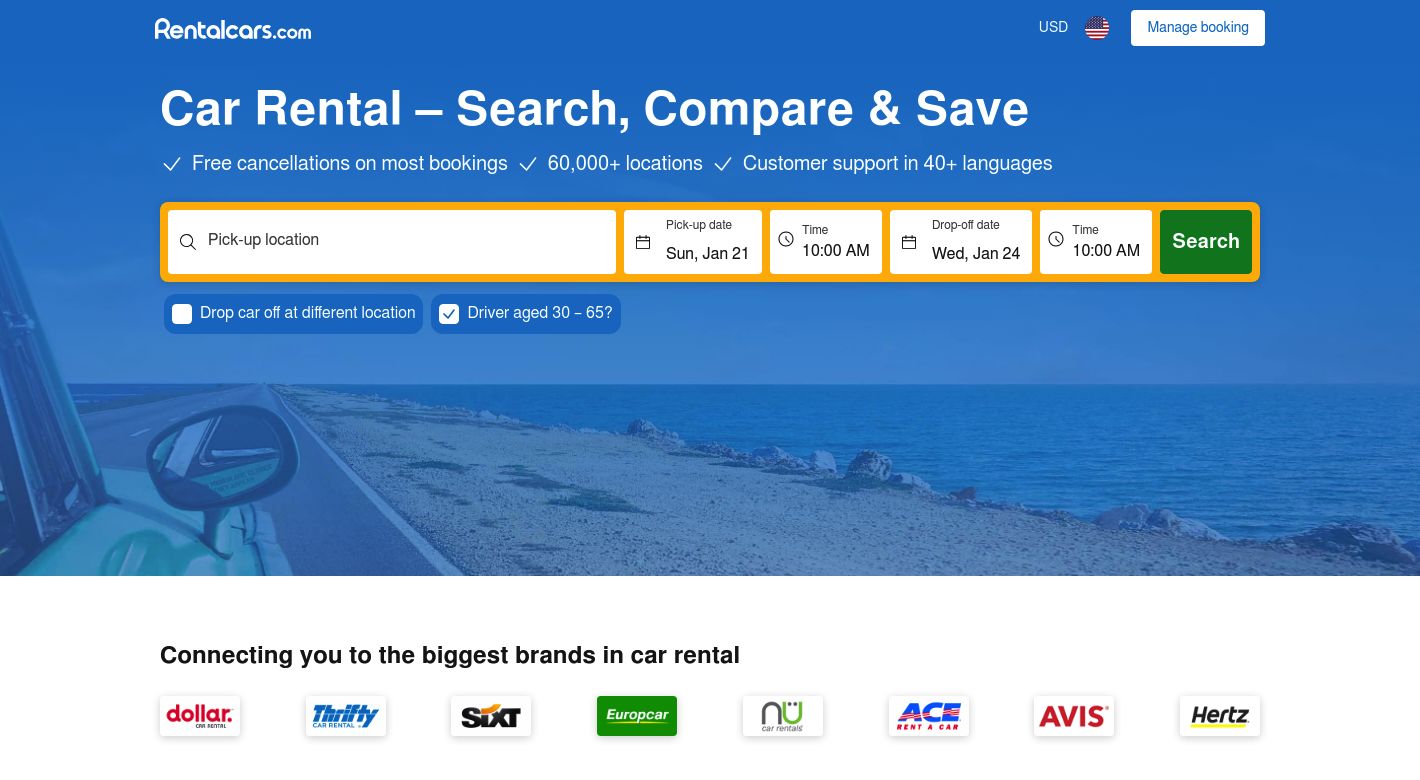 Rentalcars.com Website