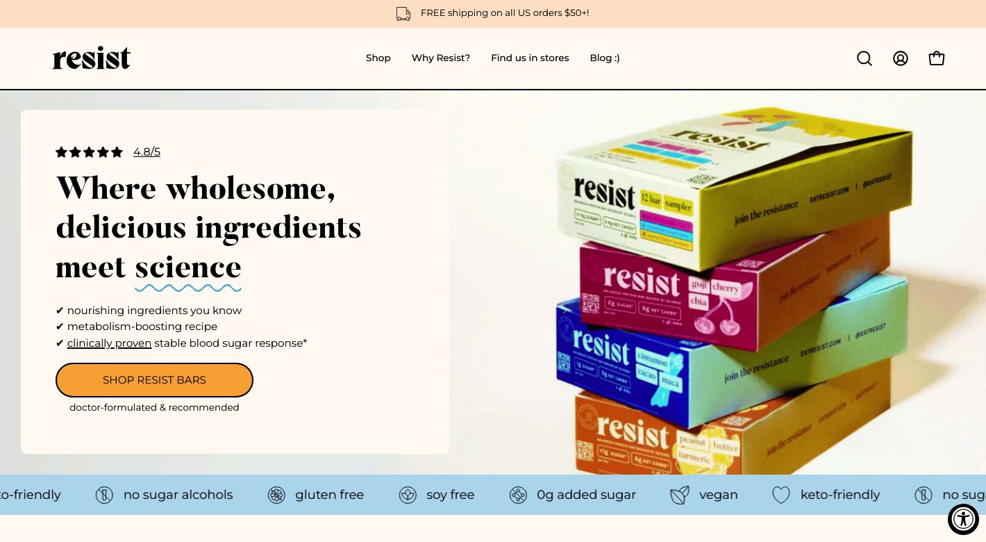 Resist Nutrition Website