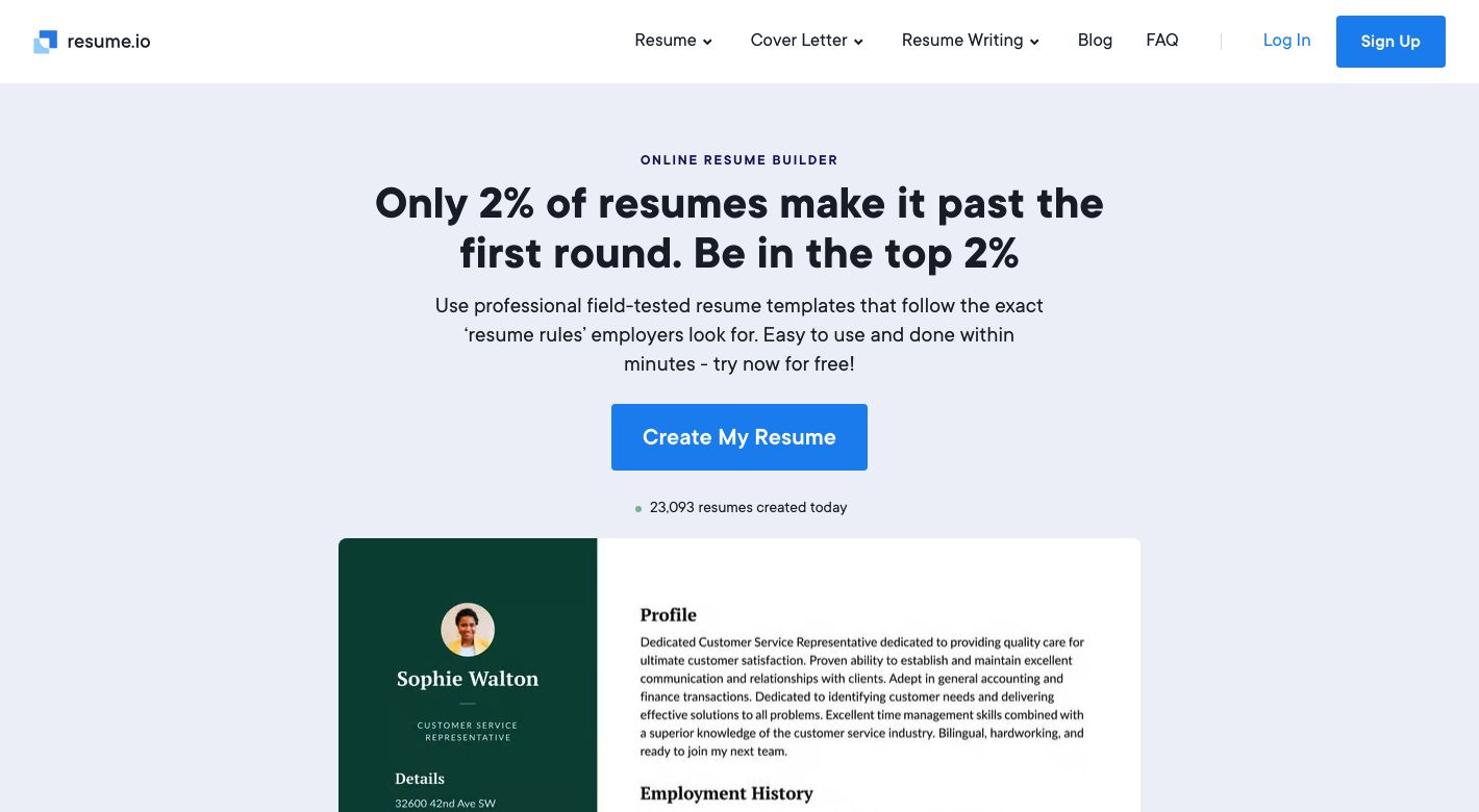 Resume.io Website