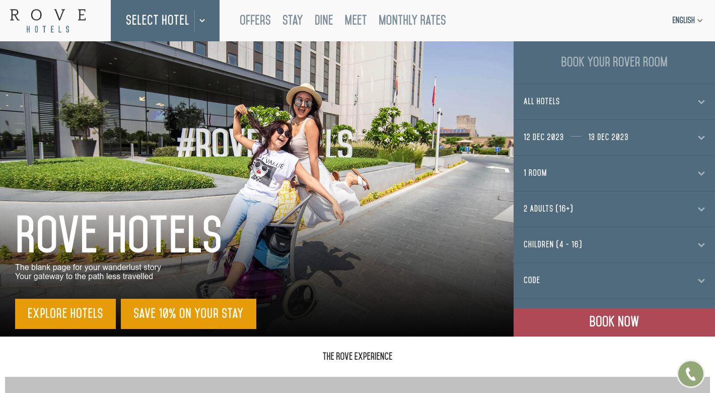 Rove Hotels Website