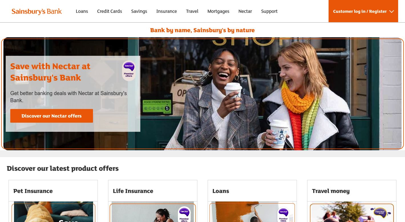 Sainsbury's Bank Website