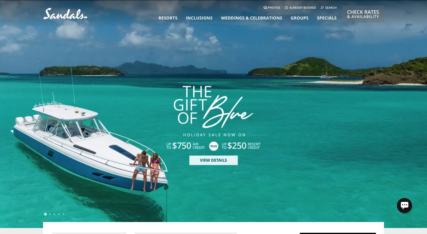 Sandals Resorts Website