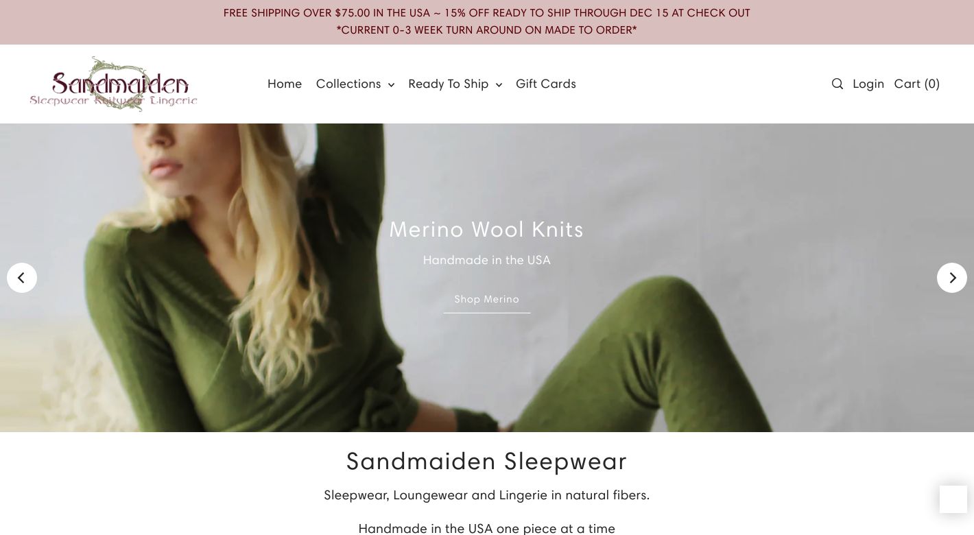 Sandmaiden Sleepwear Website