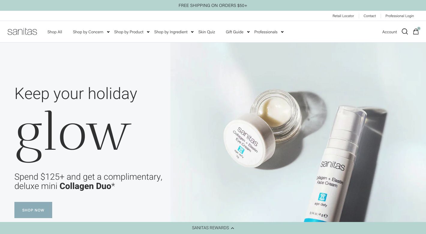 Sanitas Skincare Website