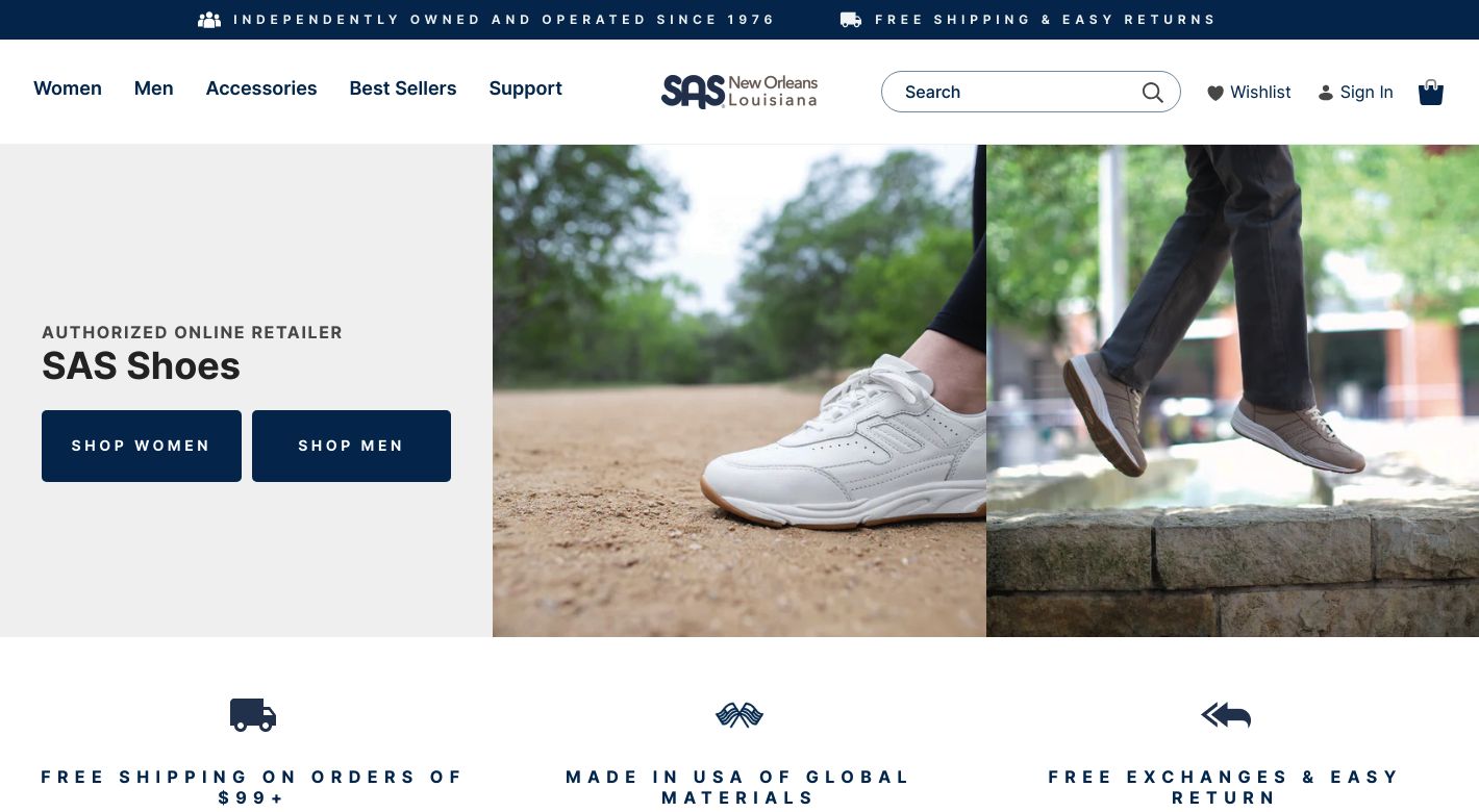 SAS Nola Shoes Website