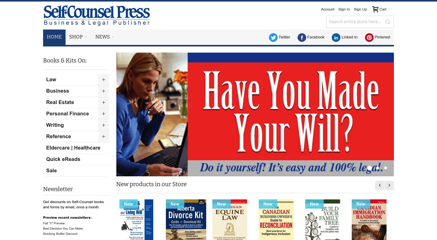 Self-Counsel Press Website