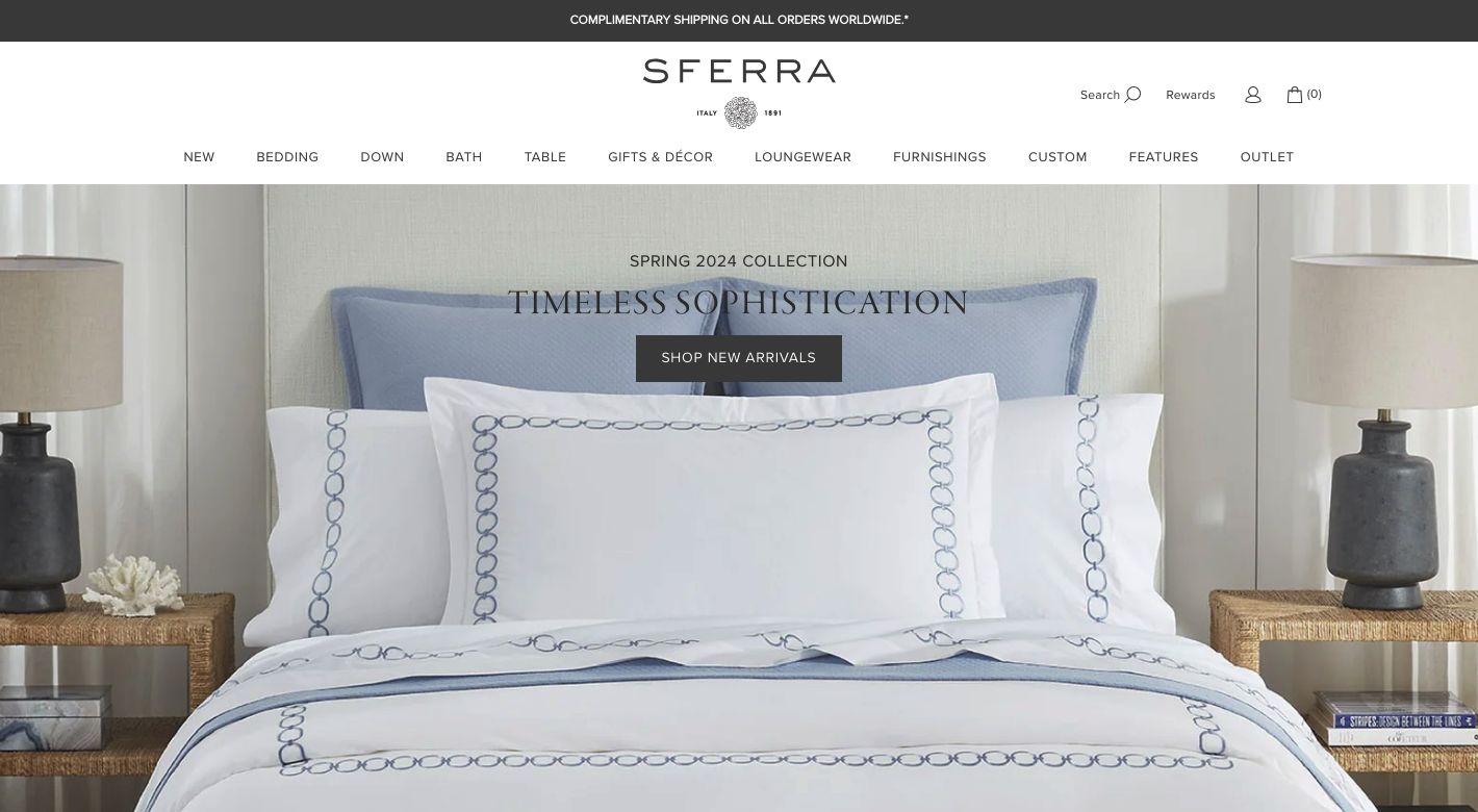 SFERRA Fine Linens Website