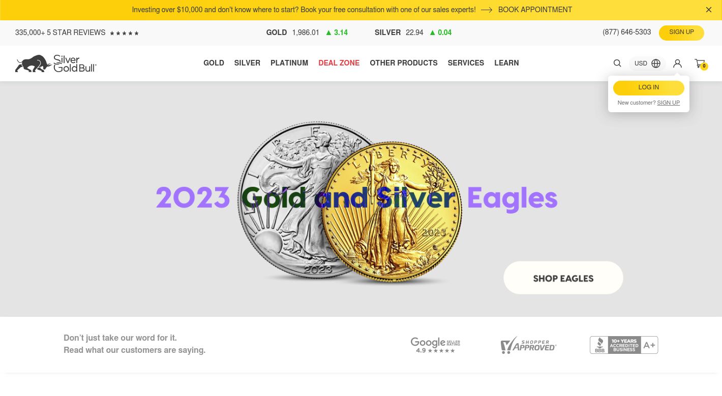 Silver Gold Bull Website