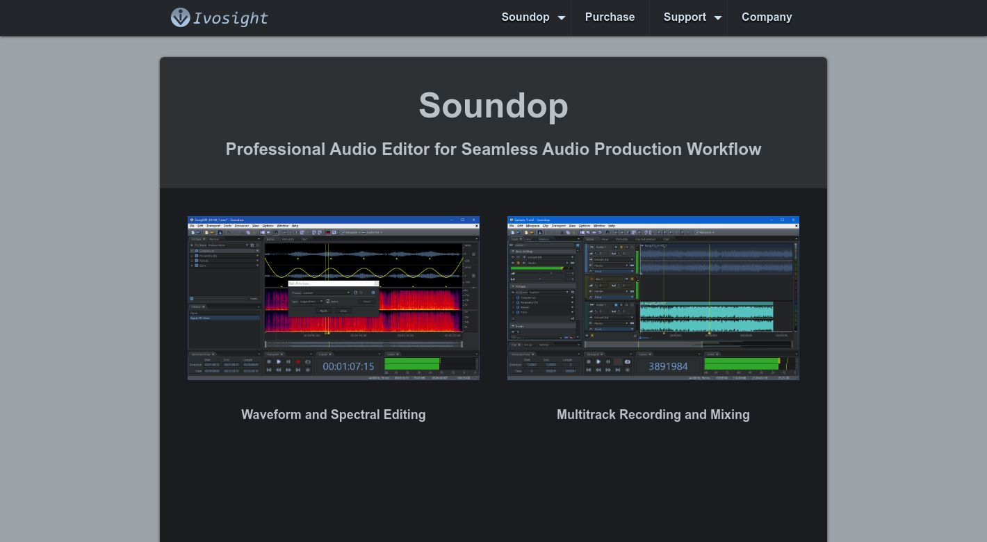 Soundop Audio Editor Website