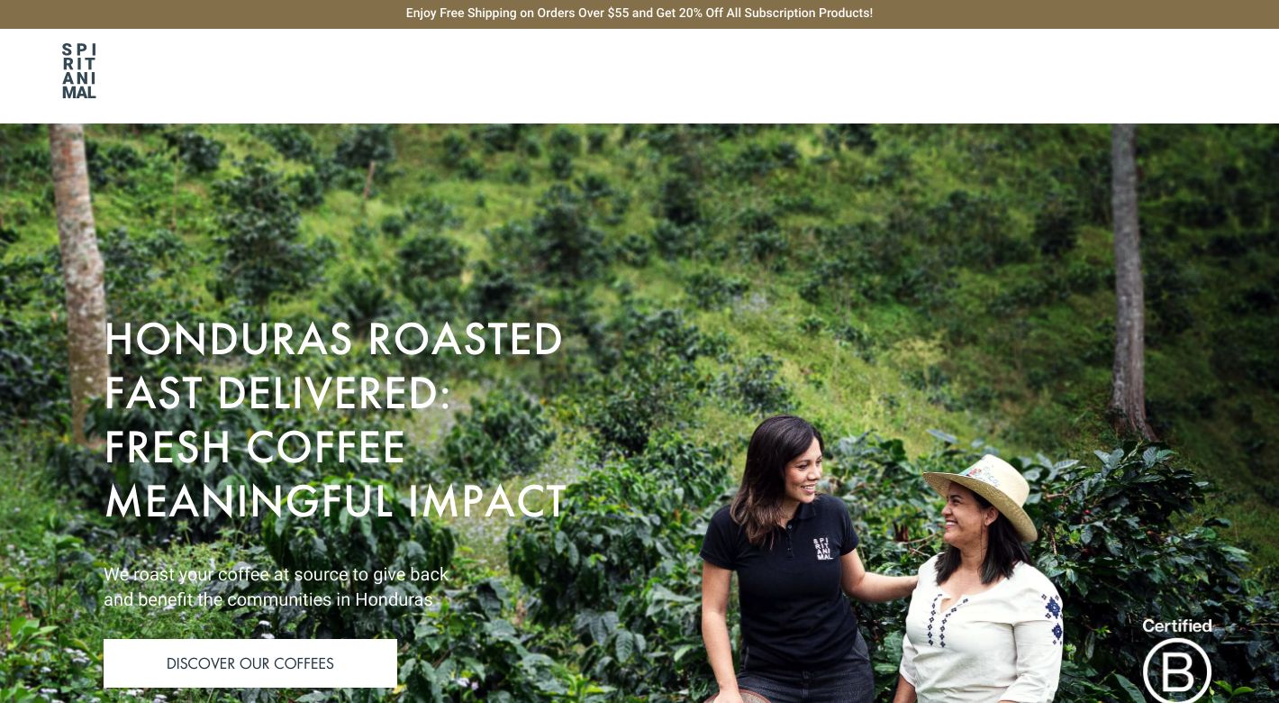 SPIRIT ANIMAL COFFEE Website