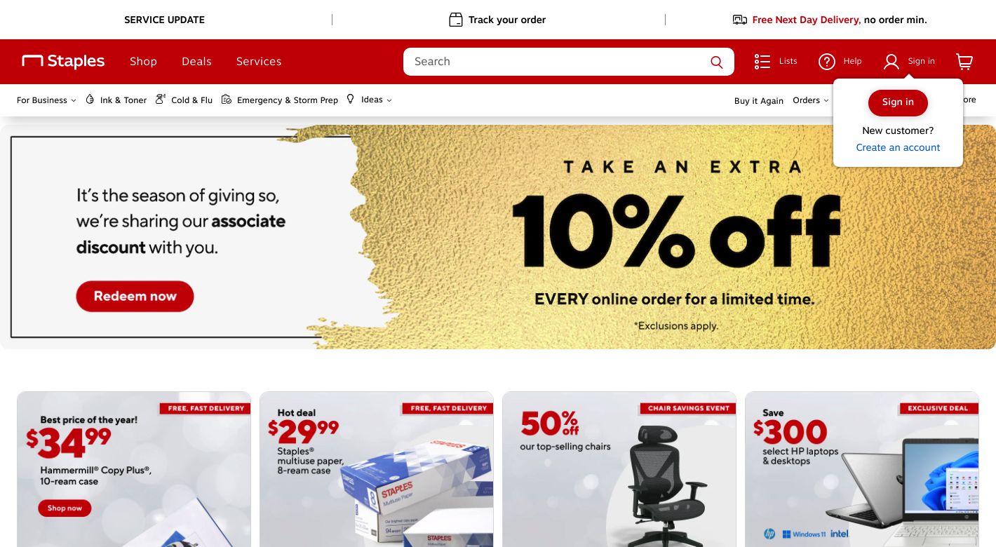 Staples Website