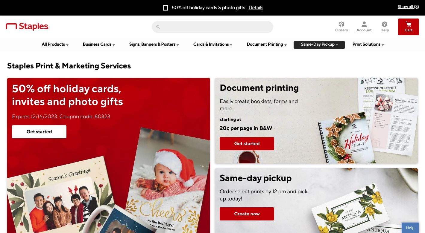 Staples Print & Marketing Services Website